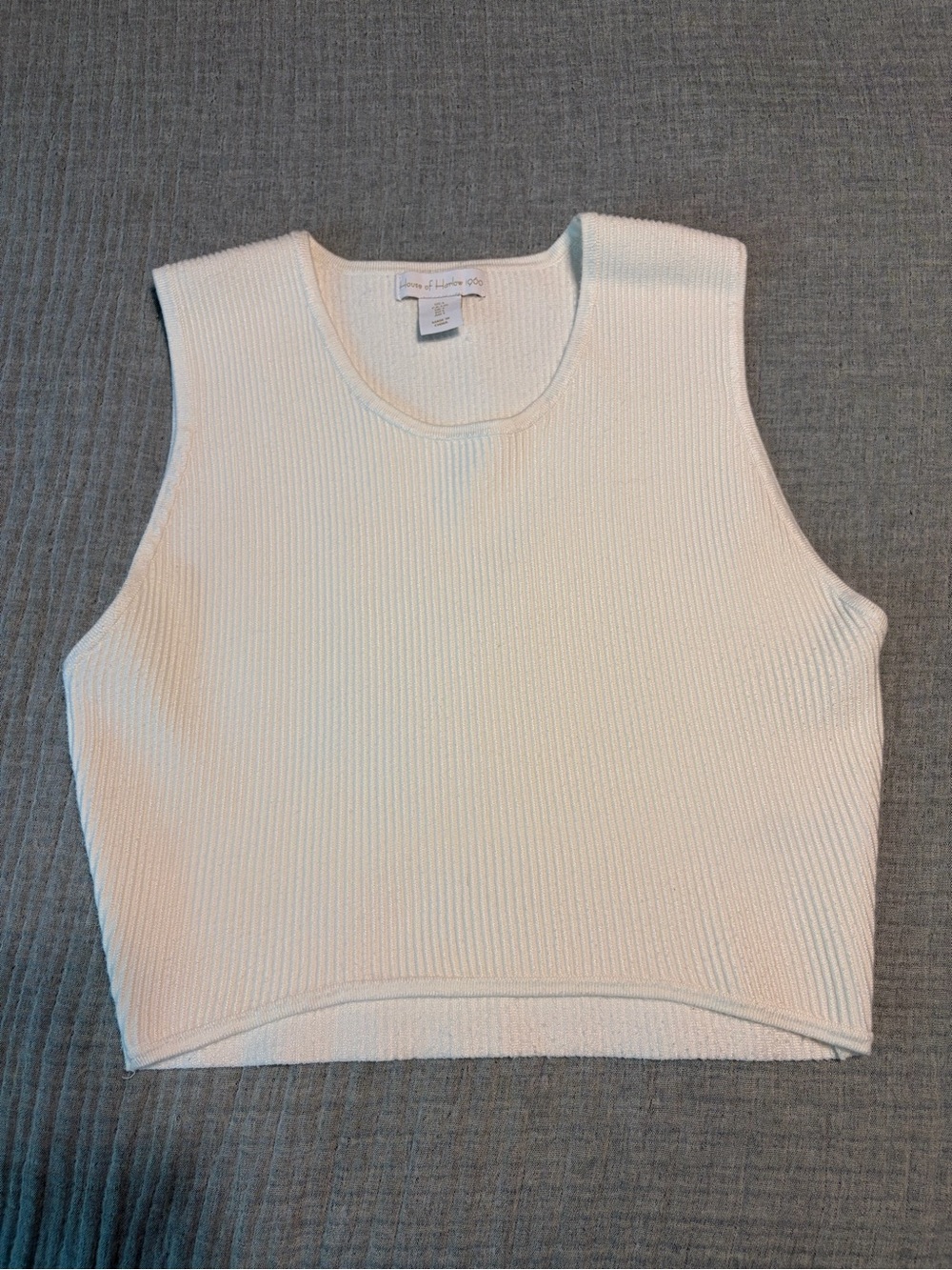 House of Harlow 1960 Cream Ribbed Cropper Sleeveless Tank